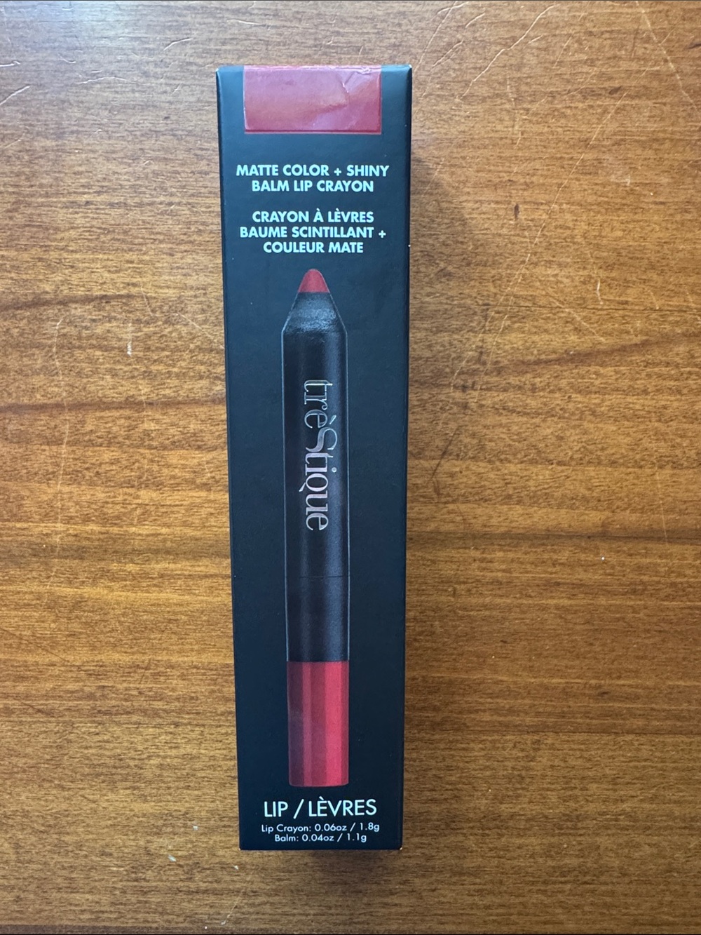 NEW! treStiQue Matte Color + Shiny Balm Lip Crayon in Red